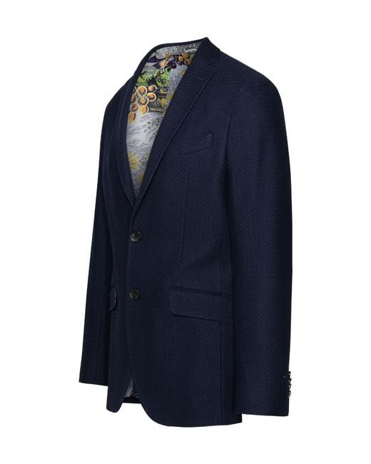 Etro Blue Single-Breasted Blazer for men