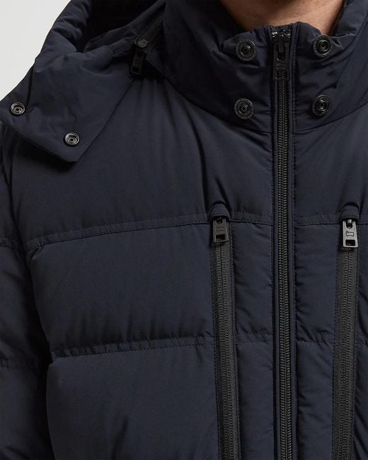 Woolrich Blue Zipped Hooded Puffer Jacket for men