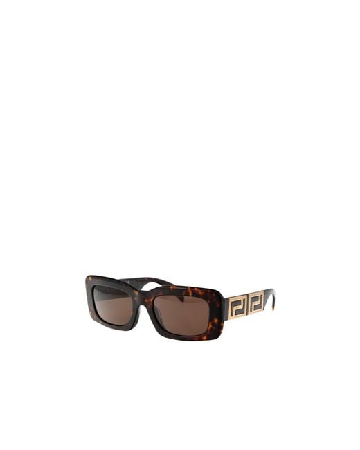 Versace Brown Geometric Frame Sunglasses