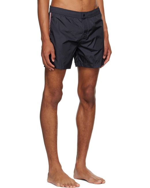 Moncler Blue Logo Patch Boxer Swim Shorts for men