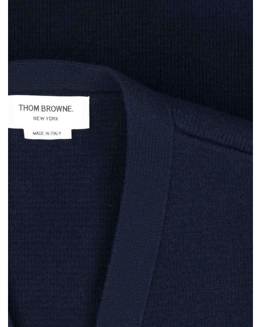 Thom Browne Blue 4-Bar Stripe Cardigan for men