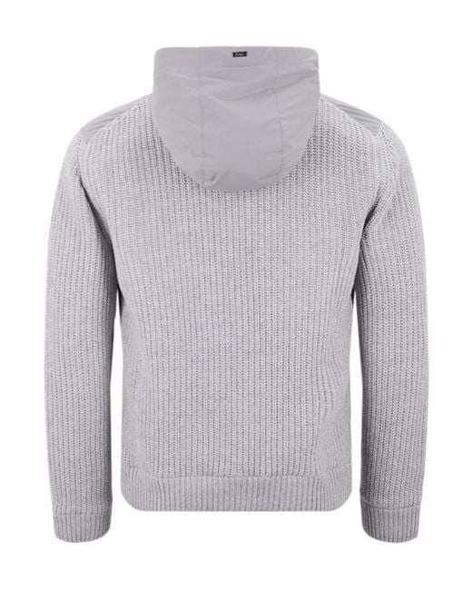 Herno Gray Ribbed-Knit Jacket for men