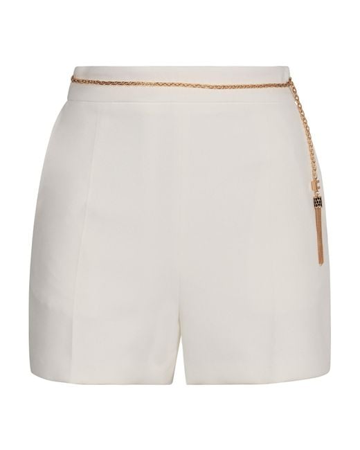 Elisabetta Franchi White Chain Detailed Slim Fit Shorts