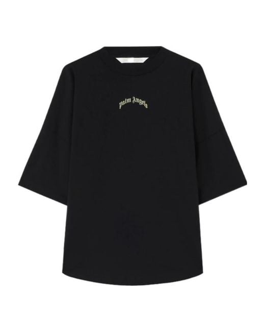 Palm Angels Black Curved Logo Oversized T-Shirt