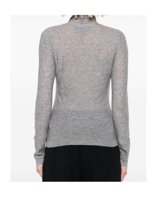 Fabiana Filippi Gray Sequin High Neck Jumper