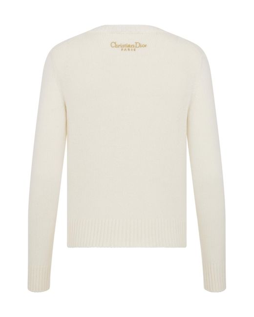 Dior White Embroidered Sweater