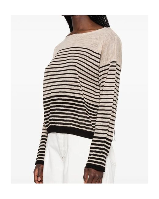 Roberto Collina Black Striped Fine-Knit Sweater
