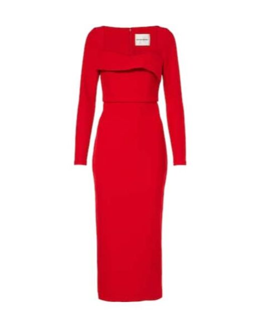 Roland Mouret Red Draped Crêpe Midi Dress