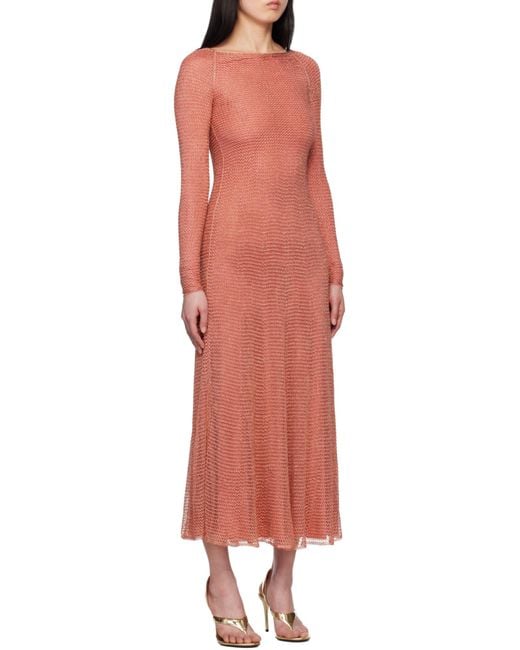 Alaïa Pink Alaïa Mesh Knit Long Dress