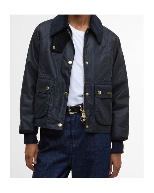 Barbour Blue Cropped Beadnell Waxed Jacket