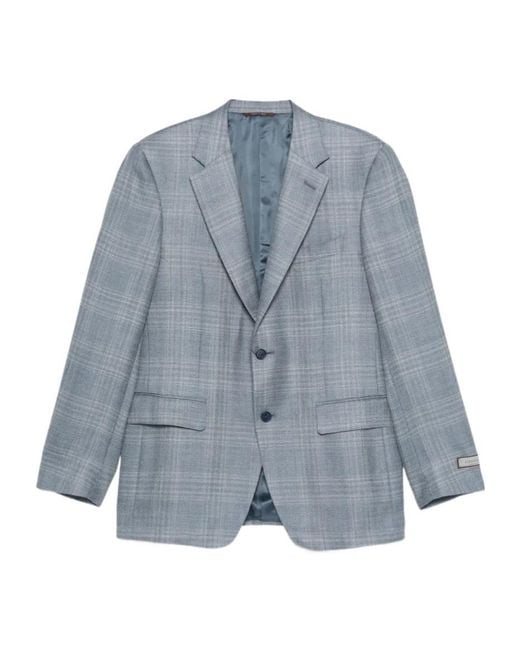 Canali Blue Logo-Label Blazer for men