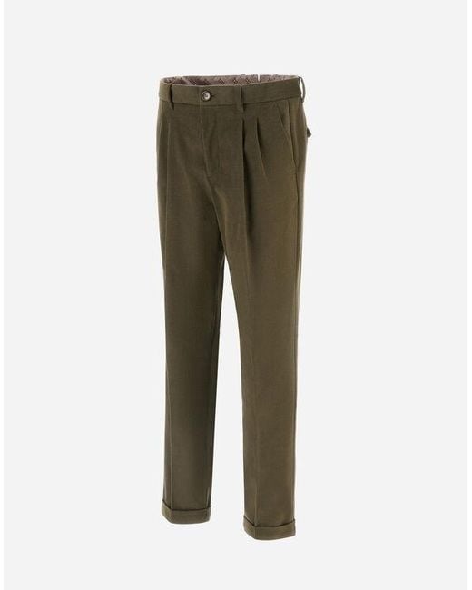 Herno Green Pleated Cuffed Trousers for men