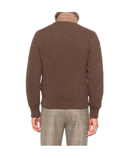 Moorer Brown Zip Jacket for men