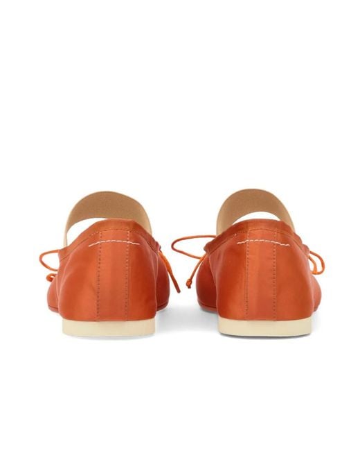 MM6 by Maison Margiela Orange Atomic Bow-Detailed Satin Ballerina Shoes