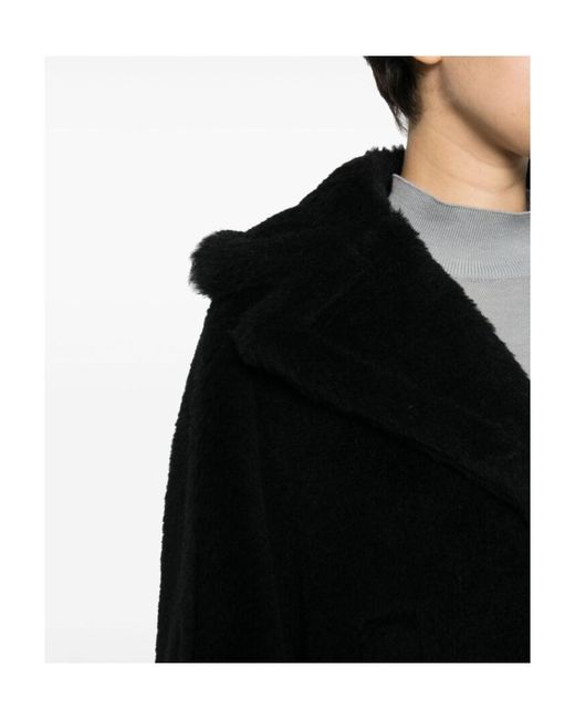Max Mara Black Single-Breasted Teddy Coat