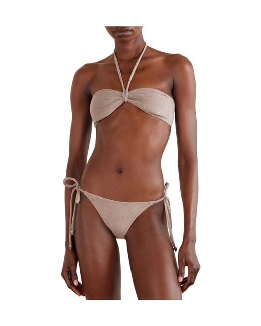 Lisa Marie Fernandez White Cotton-Blend Terry Bandeau Bikini