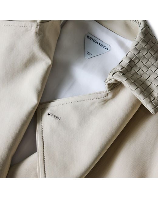 Bottega Veneta Natural Mid-Length Stand-Collar Trench Coat
