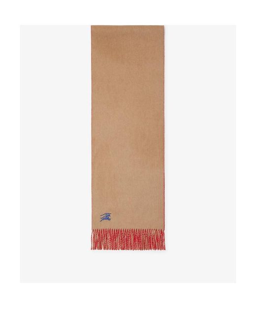 Burberry Ekd Embroidered Reversible Fringed Scarf for men