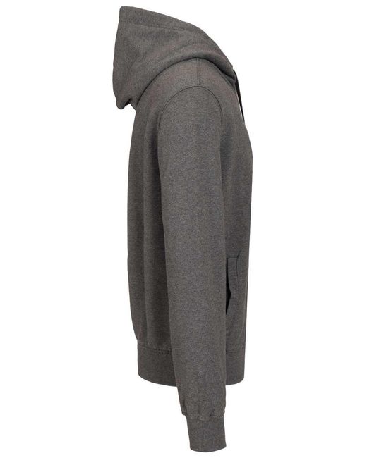 Dolce & Gabbana Gray Heraldic Patch Drawstring Hoodie for men