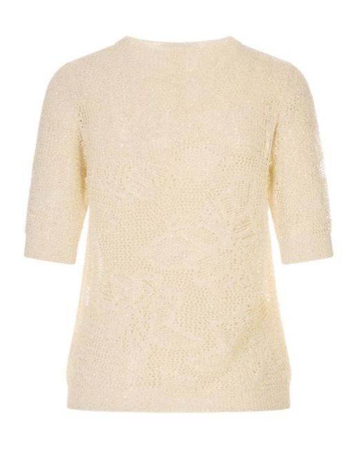 Fabiana Filippi Natural Short-Sleeved Knitwear