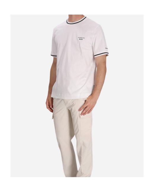 Boss White C-Taut 197 Logo Trim T-Shirt for men