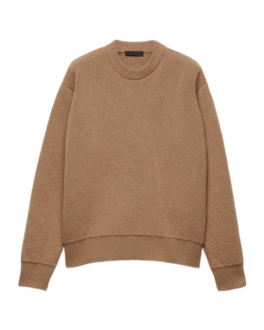 Prada Natural Crewneck Knitted Jumper for men