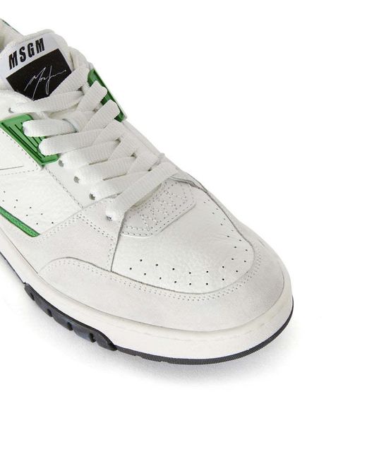 MSGM White Logo Printed Panelled Sneakers for men