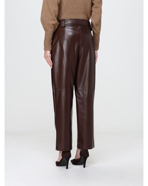 Twinset Brown Belted Faux-Leather Trousers