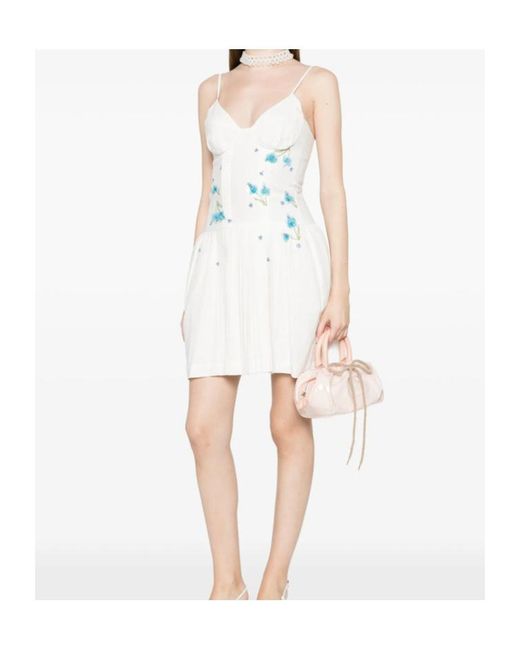 ShuShu/Tong White Floral Pleated Mini Dress