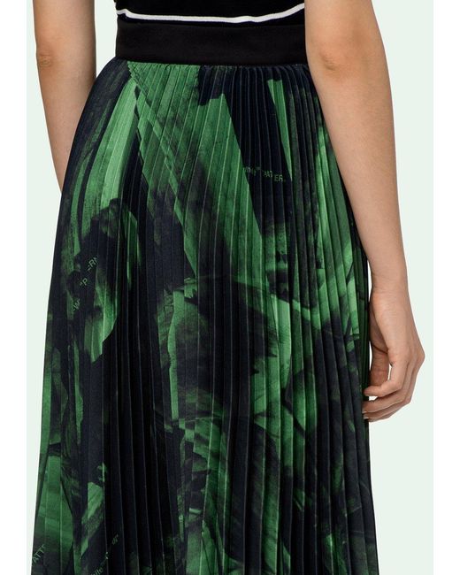 Off-White c/o Virgil Abloh Green Graphic Printed Pleated Skirt