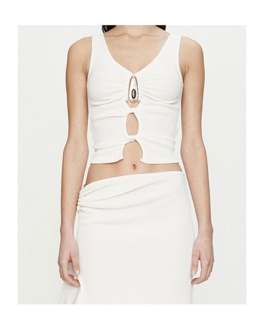 Christopher Esber White Ruched Drape Midi Skirt