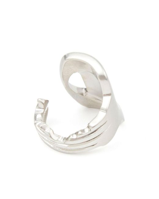 MM6 by Maison Margiela White Numeric Cut-Out Open Ring