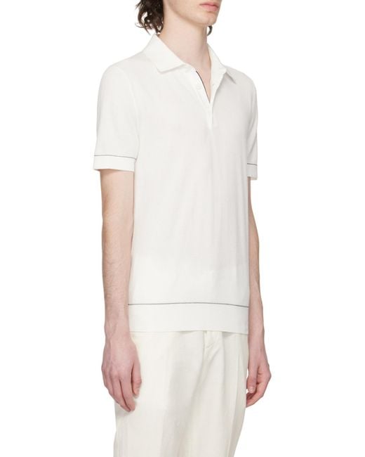 Brioni White Short-Sleeved Polo Shirt for men