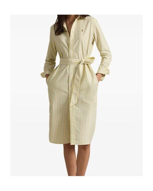 Polo Ralph Lauren White Striped Belted Shirt Dress