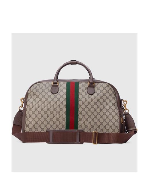 Gucci Brown Gg Supreme Web Band Duffle Bag for men