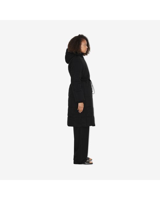 Burberry Black Quilted Hooded Long-Sleeve Coat