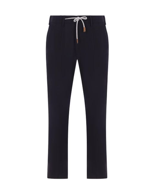 Eleventy Blue Drawstring Pleated Pants for men