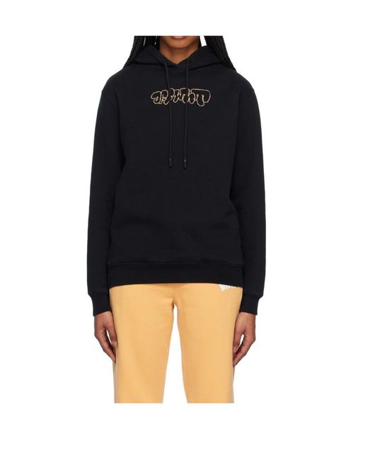 Off-White c/o Virgil Abloh Blue Logo-Embroidery Rib-Trimmed Hoodie