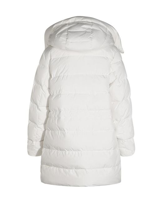 Moorer White Hooded Quilted Coat