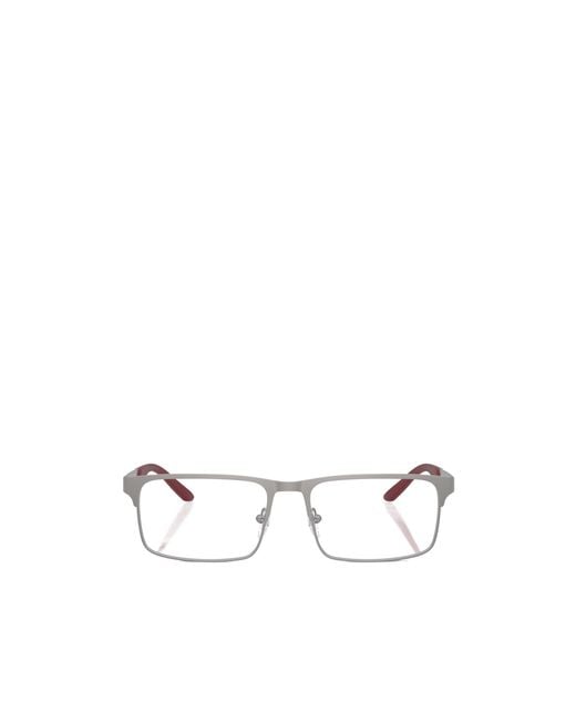 Emporio Armani White Rectangular Frame Glasses for men