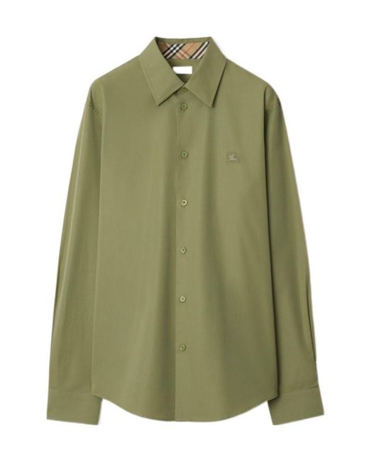 Burberry Green Slim Fit Cotton Shirt for men