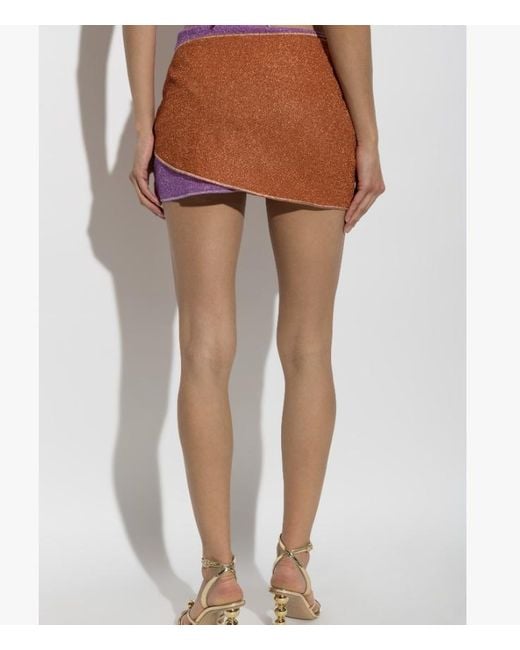 Oseree Brown Lumière Double Asymmetrical Mini Skirt