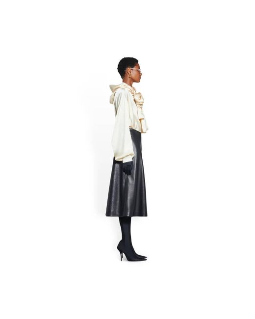 Balenciaga Black A-Line Leather Skirt