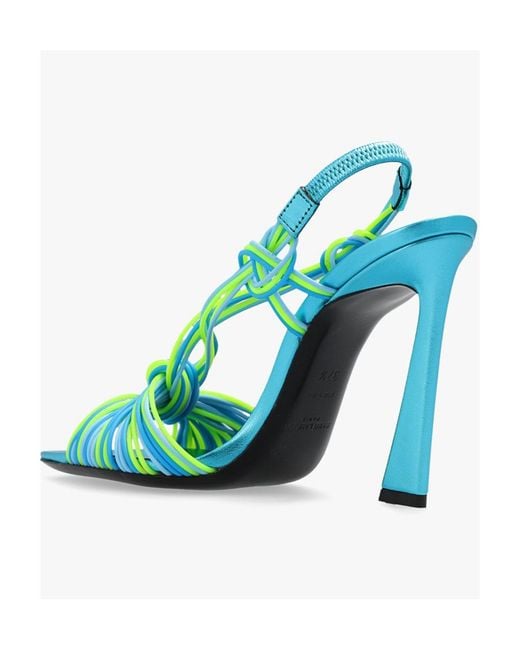 Saint Laurent Blue Logo High-Heeled Sandals