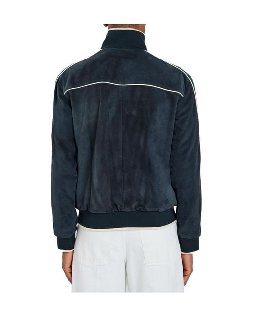 Casablanca Blue High-Neck Leather Jacket for men