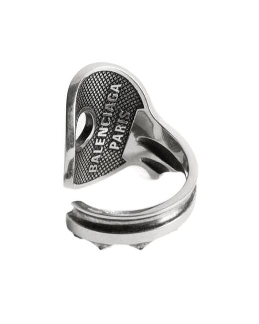 Balenciaga White Logo Detailed Ring for men
