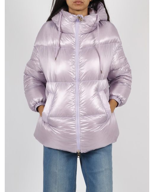 Herno Purple Metallic Hooded Down Jacket