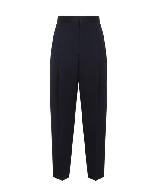 Bottega Veneta Blue Pleated Wool Pants