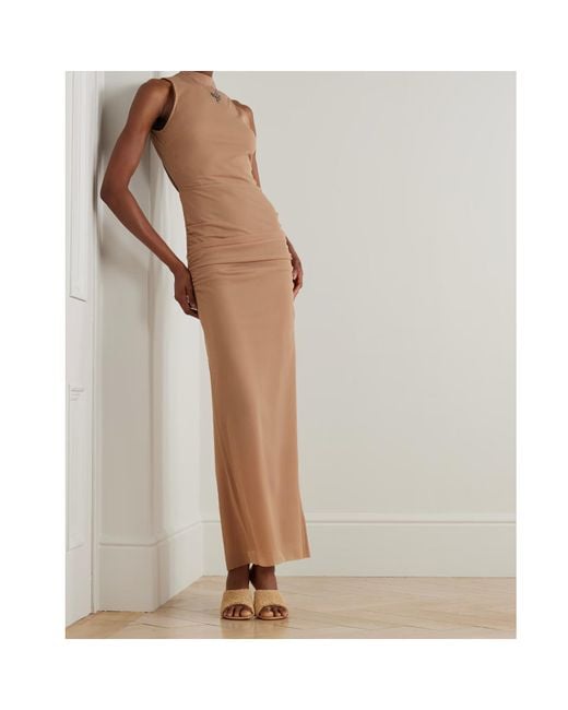 Sir Natural Ruby Open-Back Gathered Crepe Midi Dress