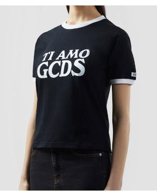 Gcds Black Ti Amo Boxy T-Shirt for men